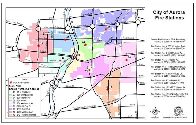 Map of Aurora Fire Stations