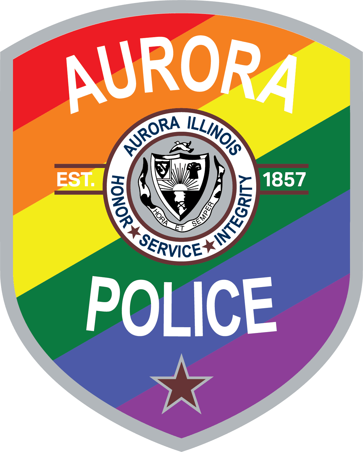 Pride Colored Aurora Police Badge